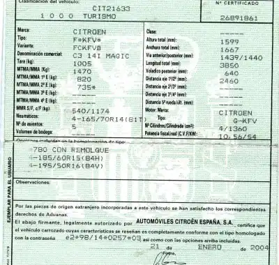 Hurda Aracı citroen c3 1.4 yılın 2004 güçlü kfv