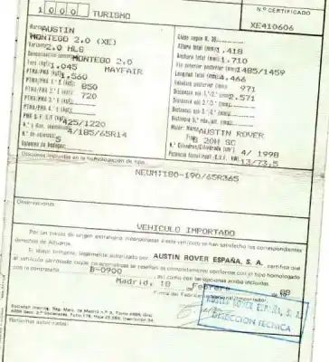 Veicolo di demolizione mg montego 2.0 dell'anno 1988 alimentato g 20h sc