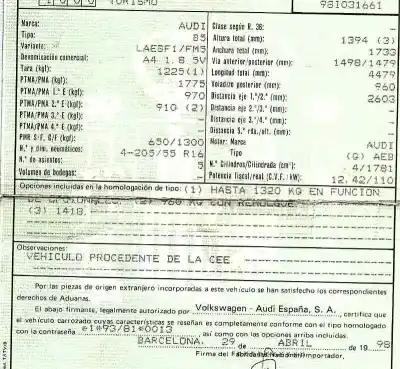 Scrapping Vehicle audi a4 berlina (b5) 1.8 t of the year 1998 powered aeb