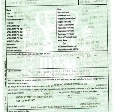 Scrapping Vehicle tata indica * of the year 2007 powered d 1.4 dicor 05