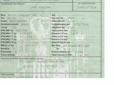 Veicolo di demolizione smart coupe 0.6 turbo cat dell'anno 2001 alimentato g13