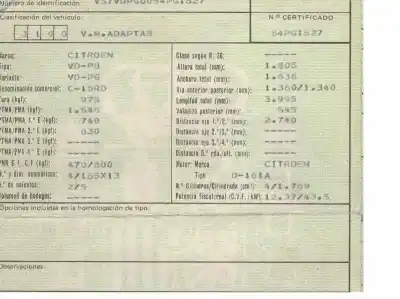 Veicolo di demolizione citroen c15 d dell'anno 1990 alimentato 161a (xud7)
