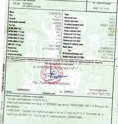 Veículo de Sucata daewoo lanos 1.4 cat do ano 1999 alimentado a13sms