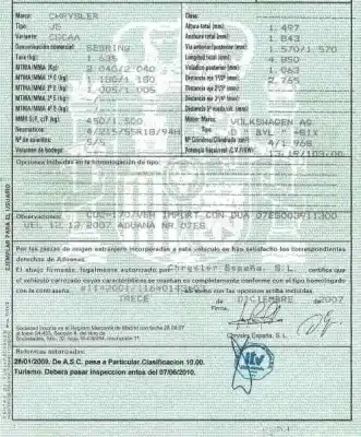 Veículo de Sucata chrysler sebring berlina 2.0 crd limited do ano 2008 alimentado byl