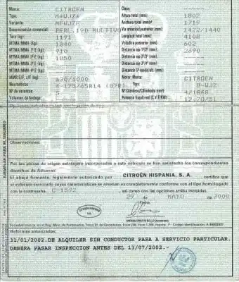 Утилизация автомобиля citroen berlingo 1.9 d multispace года 2000 питание wjz