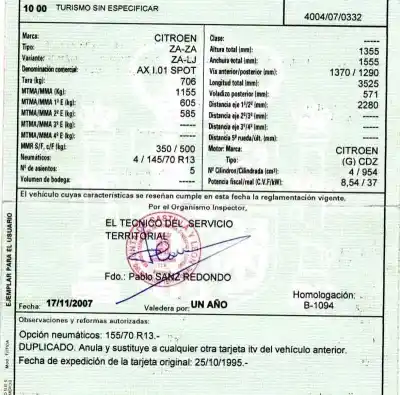 Veículo de Sucata citroen ax 1.0 do ano 1995 alimentado cdz