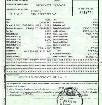 Здавання транспортного засобу ford transit connect (tc7) 1.8 tdci cat року 2007 потужний r3pa