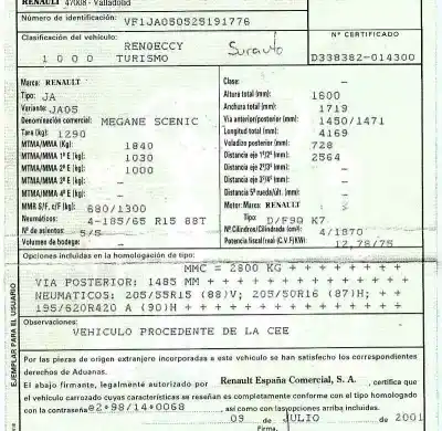 Утилизация автомобиля renault scenic (ja..) 1.9 dci authentique года 2001 питание f9q k7