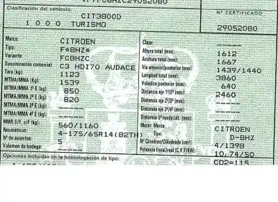 Здавання транспортного засобу citroen c3 (s desde 09/2009) 1.4 hdi року 2008 потужний 8hz Здавання транспортного засобу citroen c3 (s desde 09/2009) 1.4 hdi року 2008 потужний 8hz