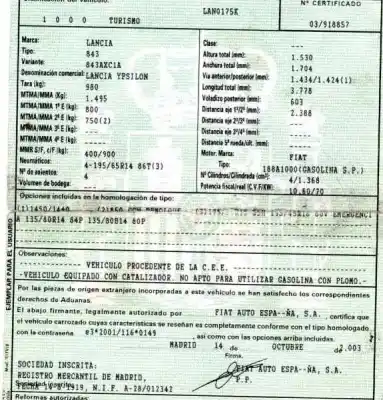 Veicolo di demolizione lancia ypsilon (101) 1.4 16v oro (10.2006->) dell'anno 2003 alimentato 188a1000
