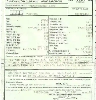 Veicolo di demolizione skoda favorit (781) 1.3 dell'anno 1993 alimentato 781135b