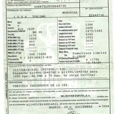 Veículo de Sucata mg mg zs (t/rt) 1.8 16v cat do ano 2004 alimentado 18k4f