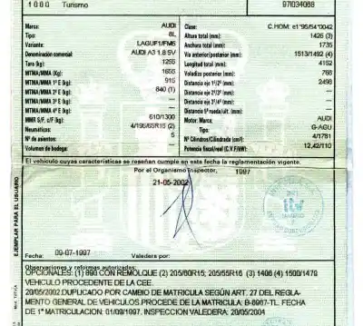 Veículo de Sucata audi a3 (8l) 1.8 20v turbo do ano 1997 alimentado agu