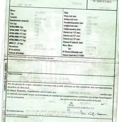 Scrapping Vehicle ssangyong rodius 2.7 turbodiesel cat of the year 2006 powered d27dt