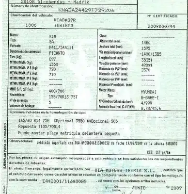 Scrapping Vehicle kia picanto 1.0 cat of the year 2009 powered g4he