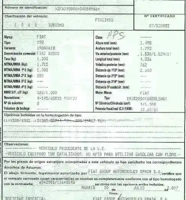 Veicolo di demolizione fiat bravo ii (198_) 1.4 (198axa1b) dell'anno 2007 alimentato 192b2000