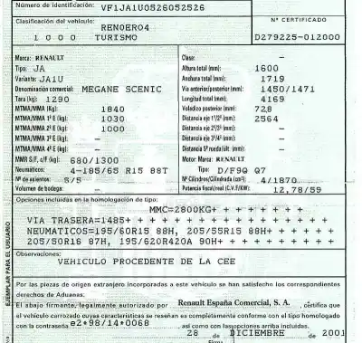 Здавання транспортного засобу renault scenic (ja..) 1.9 dti diesel 80 cv / 59 kw року 2001 потужний f9qq7