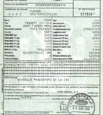 Scrapping Vehicle ford transit caja/chasis (fm_ _, fn_ _) 2.0 di (f_e_ f_f_) of the year 2003 powered d3fa