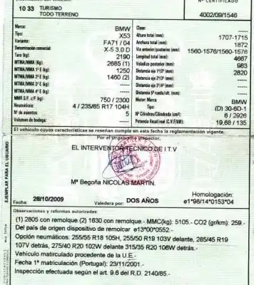 Scrapping Vehicle bmw x5 (e53) 3.0d of the year 2001 powered 306d1 d