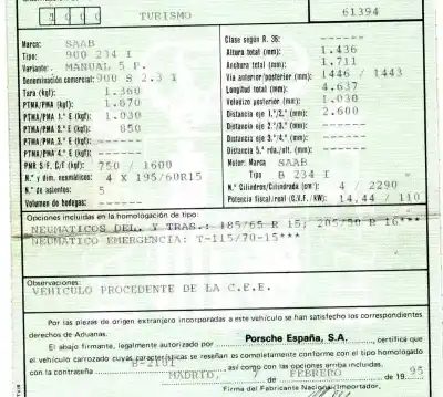 Sloopvoertuig saab 900 berlina 2.3 cat van het jaar 1995 aangedreven b234i