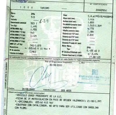 Vehículo de desguace bmw serie 5 berlina (e39) 2.5 24v cat del año 1997 con motor 256s3 g