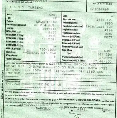 Veículo de Sucata audi a6 berlina (4f2) 2.4 177 cv / 130 kw do ano 2006 alimentado bdw