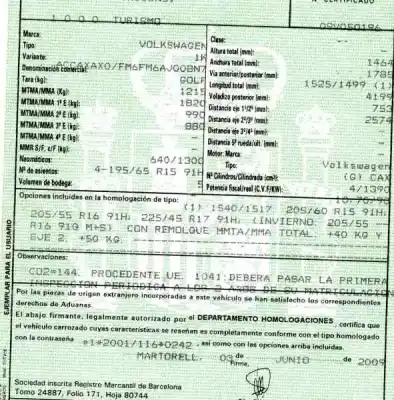 Здавання транспортного засобу volkswagen                                         golf vi (5k1)                                                                                                                                                                                                                                              1.4 16v tsi                                                                                                                                                                                                                                                року 2009 потужний caxa