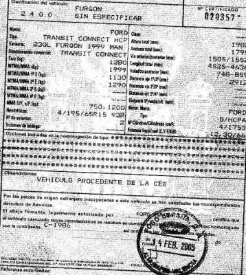 Scrapping Vehicle ford transit connect (tc7) 1.8 tdci cat of the year 2005 powered hcpa