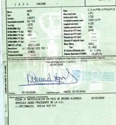 Veículo de Sucata audi a3 (8l) 1.9 tdi do ano 2002 alimentado asz