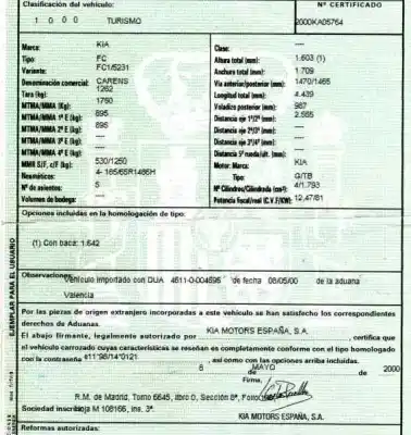 Verschrottungsfahrzeug kia                                                carens                                                                                                                                                                                                                                                     1.8 monovolumen                                                                                                                                                                                                                                            des jahres 2000 angetrieben tb