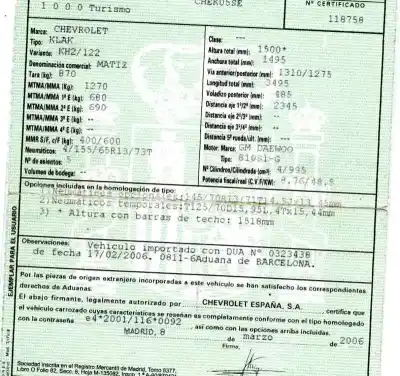 Veículo de Sucata chevrolet matiz 1.0 cat do ano 2006 alimentado b10s1-g