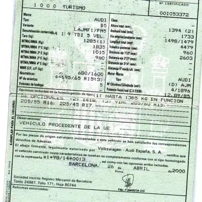 Утилизация автомобиля audi a4 berlina (b5) 1.9 tdi года 2000 питание ajm