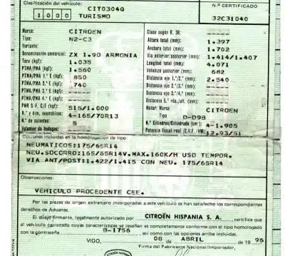 Veículo de Sucata citroen zx 1.9 d avantage do ano 1996 alimentado 