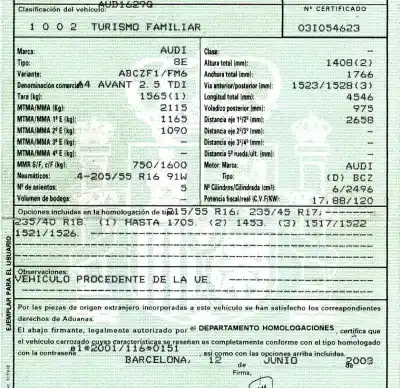 Veicolo di demolizione audi a4 b6 avant (8e5) 2.5 tdi dell'anno 2003 alimentato bcz