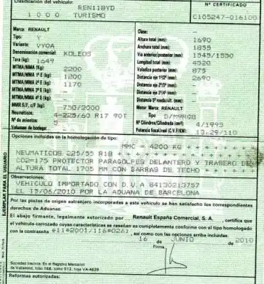 Veículo de Sucata renault koleos 2.0 dci diesel fap do ano 2010 alimentado m9rg8