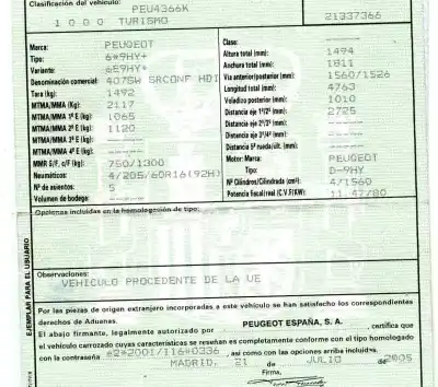 Scrapping Vehicle peugeot 407 sw sr sport of the year 2005 powered 9hy