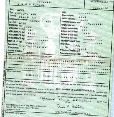 Scrapping Vehicle opel combo familiar of the year 2003 powered y17dtl