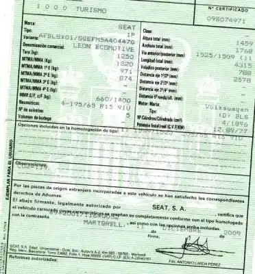 Veículo de Sucata seat leon (1p1) 1.9 tdi do ano 2009 alimentado bls