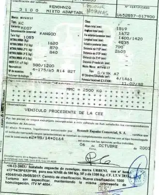 Утилизация автомобиля renault kangoo (f/kc0) 1.5 dci diesel 65 cv / 48 kw года 2003 питание k9k a7