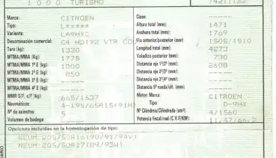 Veículo de Sucata citroen c4 coupe collection do ano 2005 alimentado 9hx
