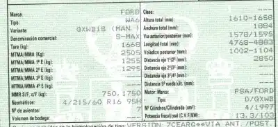 Veículo de Sucata ford s-max (ca1) titanium do ano 2008 alimentado qxwb