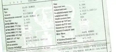 Здавання транспортного засобу alfa romeo gt (125) 1.9 jtd 16v 150/ distinctive року 2006 потужний 937a5000