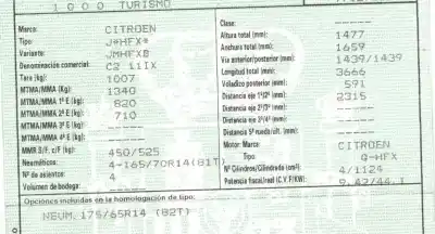 Scrapping Vehicle citroen c2 audace of the year 2007 powered hfx