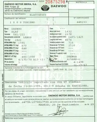 Здавання транспортного засобу daewoo lanos 1.5 cat року 1999 потужний a15sms