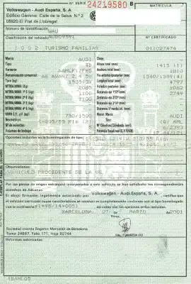 Утилизация автомобиля audi                                               a6 avant (4b5)                                                                                                                                                                                                                                             2.4 v6 30v                                                                                                                                                                                                                                                 года 2001 питание aml