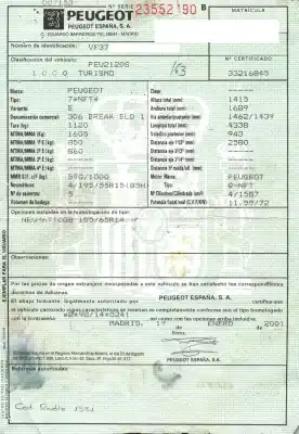 Утилизация автомобиля peugeot 306 break (7e, n3, n5) 1.6 года 2001 питание nft