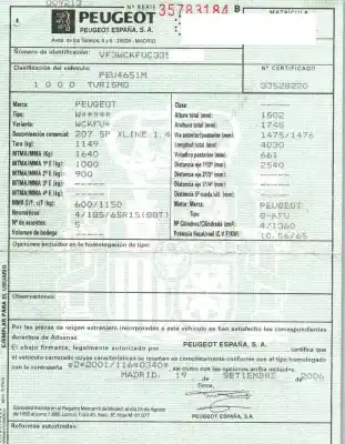 Verschrottungsfahrzeug peugeot                                            207/207+ (wa_, wc_)                                                                                                                                                                                                                                        1.4 16v                                                                                                                                                                                                                                                    des jahres 2006 angetrieben kfu