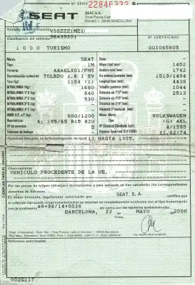 Scrapping Vehicle seat toledo (1m2) 1.6 of the year 2000 powered akl