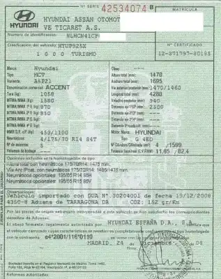 Veicolo di demolizione hyundai accent iii (mc) 1.6 gls dell'anno 2008 alimentato g4ed