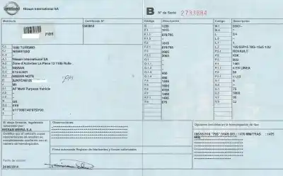 Veículo de Sucata nissan note (e11e) 1.5 dci turbodiesel cat do ano 2014 alimentado k9k